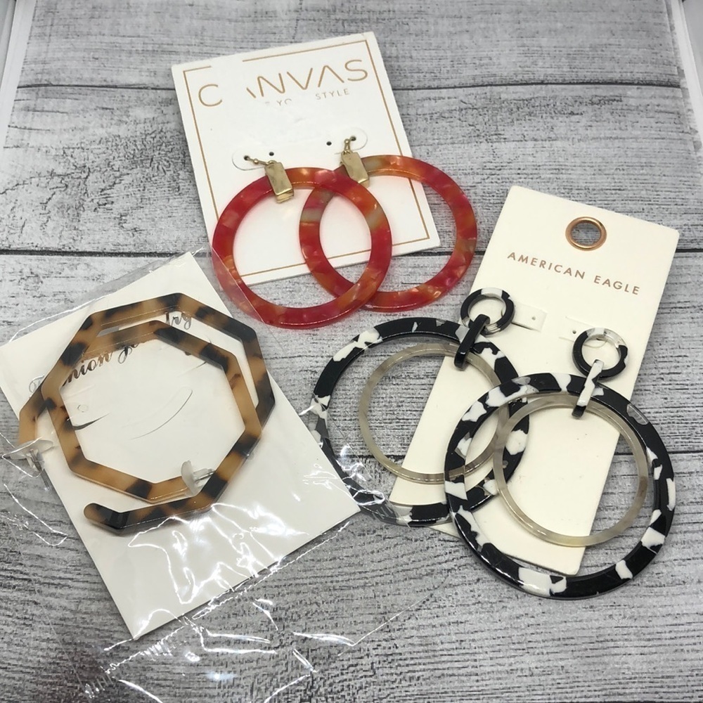 Curated bundle trendy fashionista acrylic statement earrings new nwt